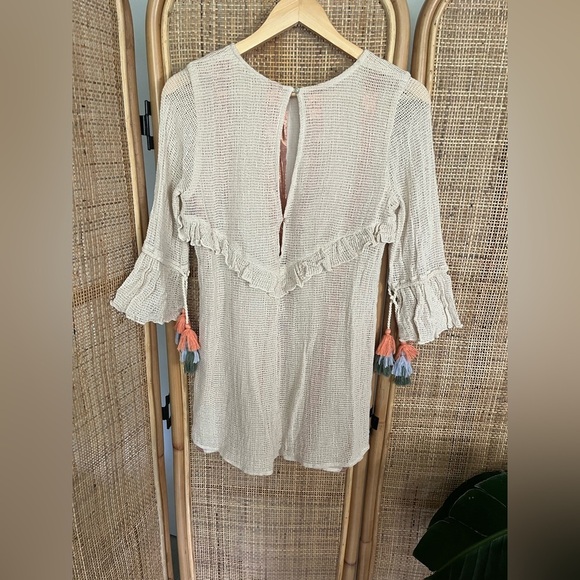 ZARA Tunic DRESS ECRU CROCHET Web Tassel - Picture 5 of 9